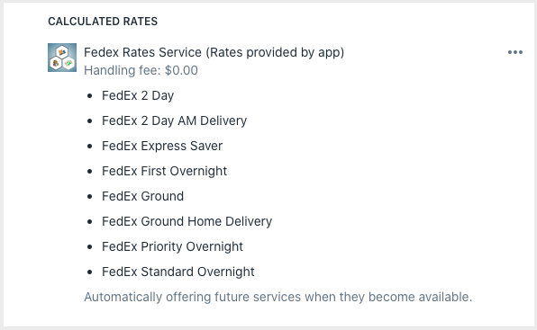 FedEx Calculated Rates