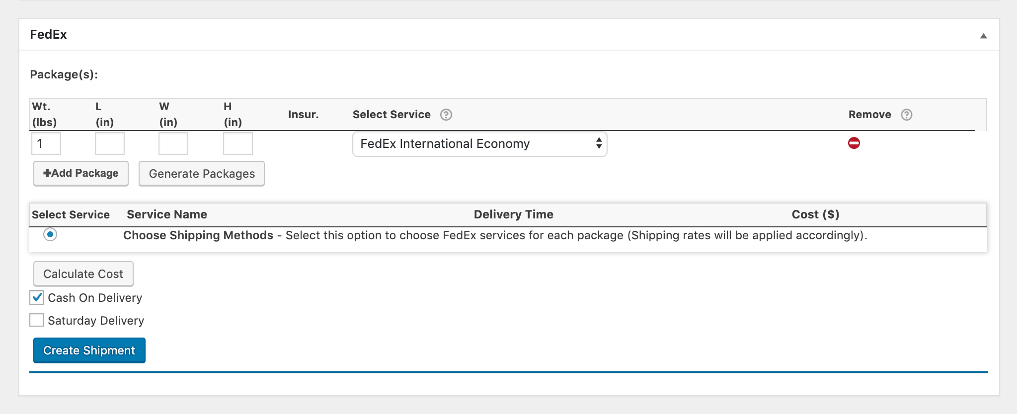 fedex international economy shipment