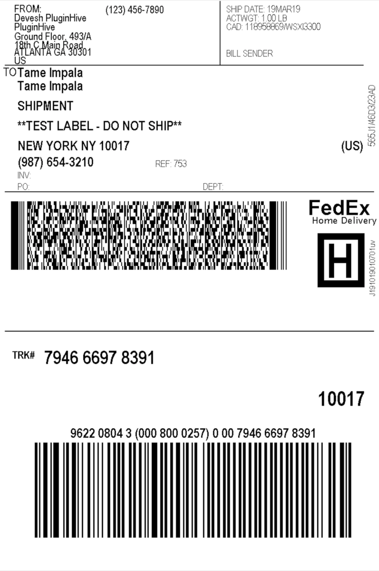 Create FedEx Shipping Label from your Online Store - PluginHive Inside Online Shipping Label Template