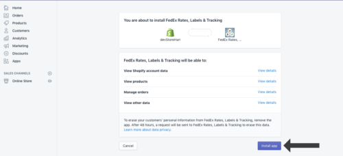 Installing Shopify Ship, Rate and Track for FedEx