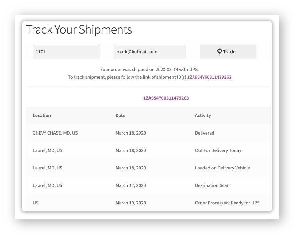 ups shipment tracking lookup