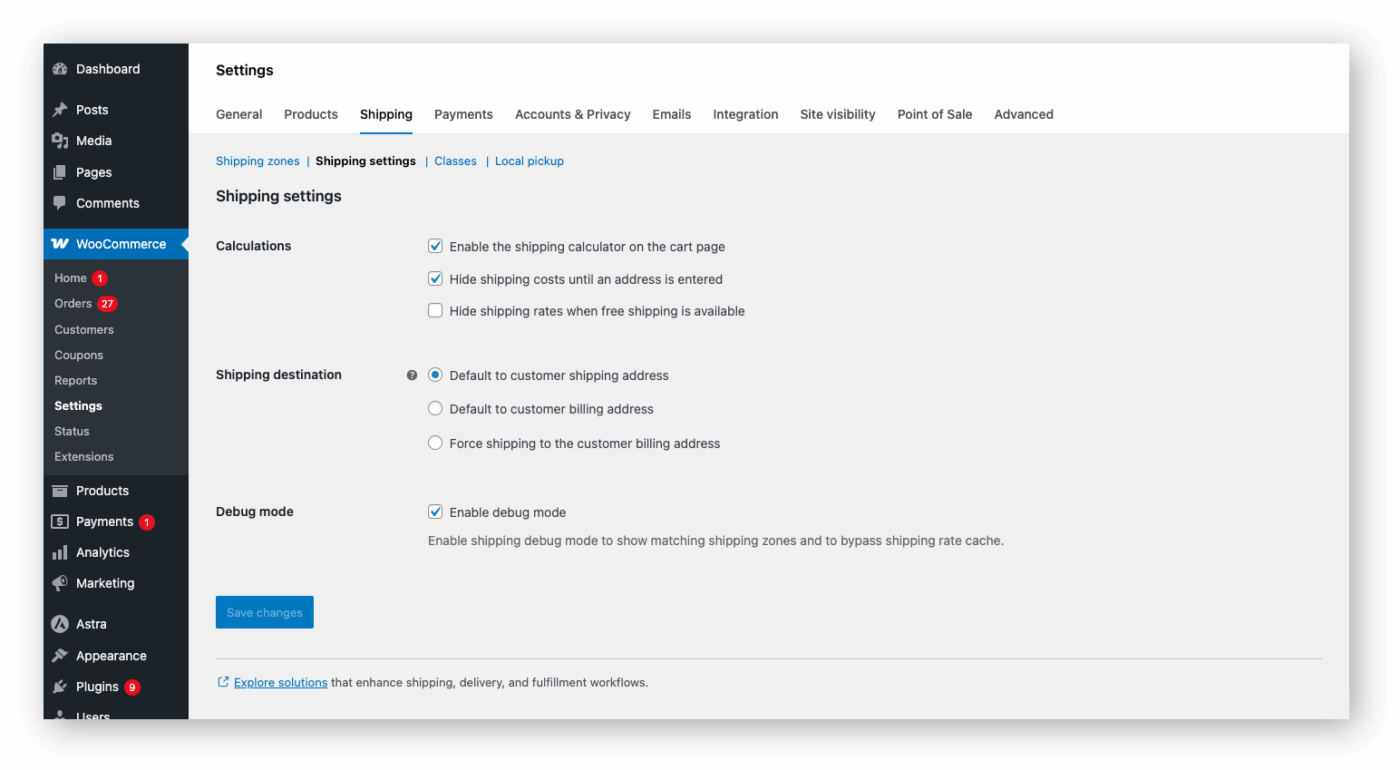 woocommerce shipping settings