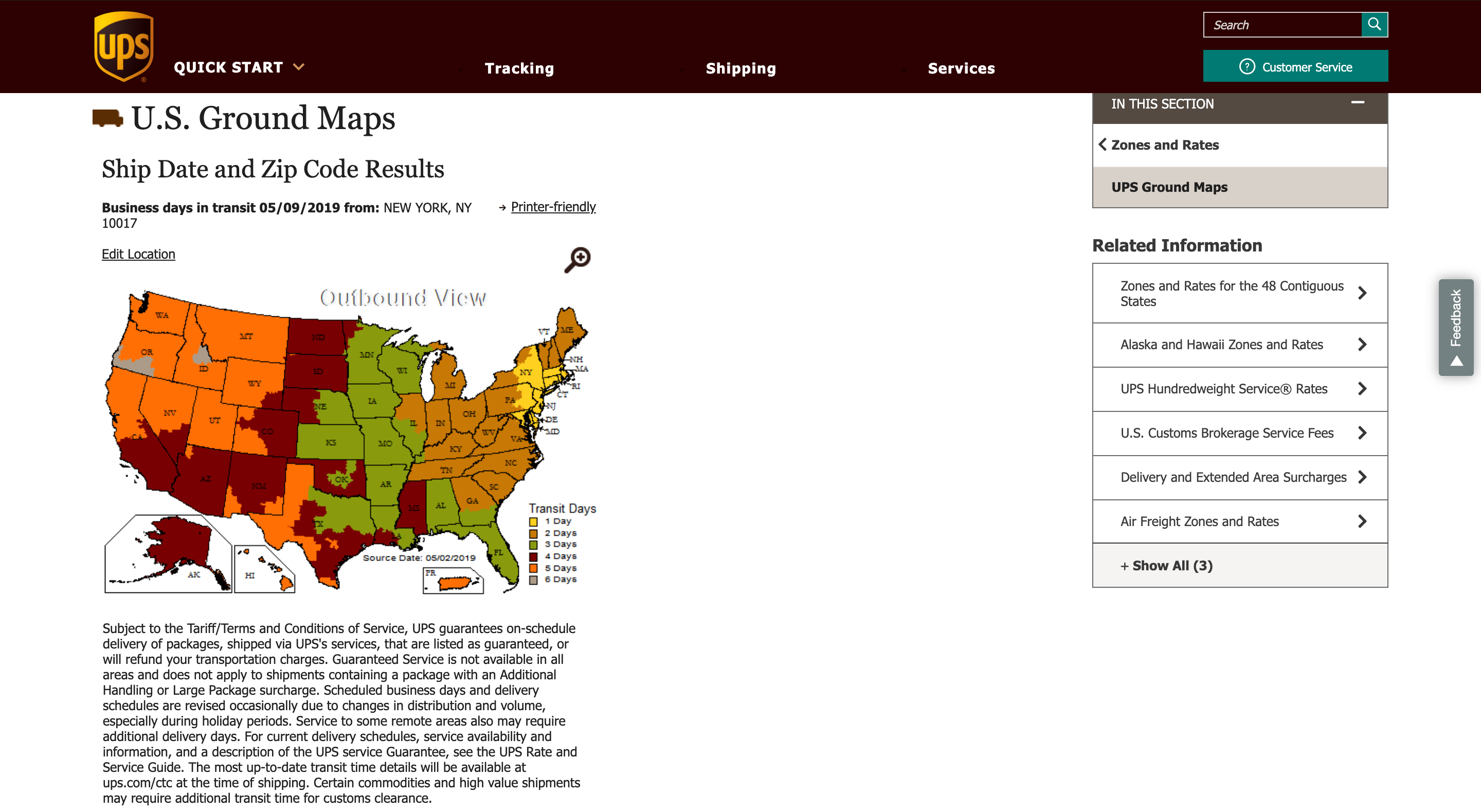 Ups Zip Code To Zip Code Chart