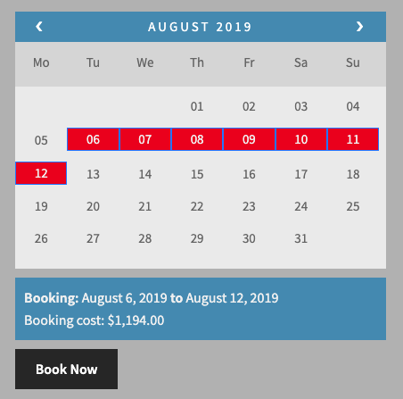 Booking cost in August