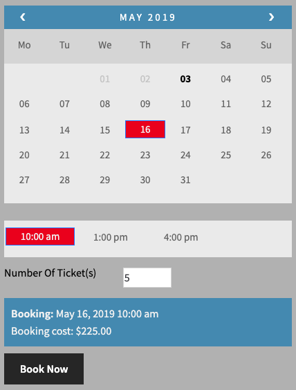 Booking Cost on Thursday