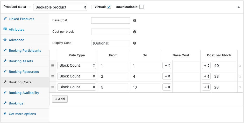 Cost per block