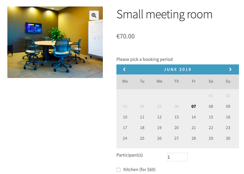 community hall woocommerce bookings