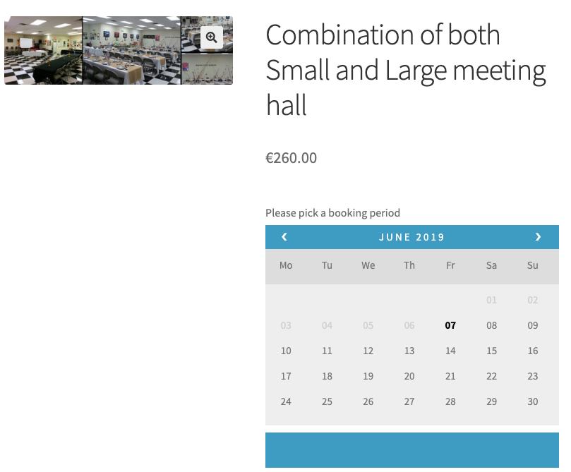 community hall woocommerce bookings