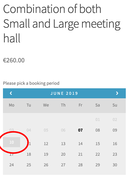 community hall woocommerce bookings