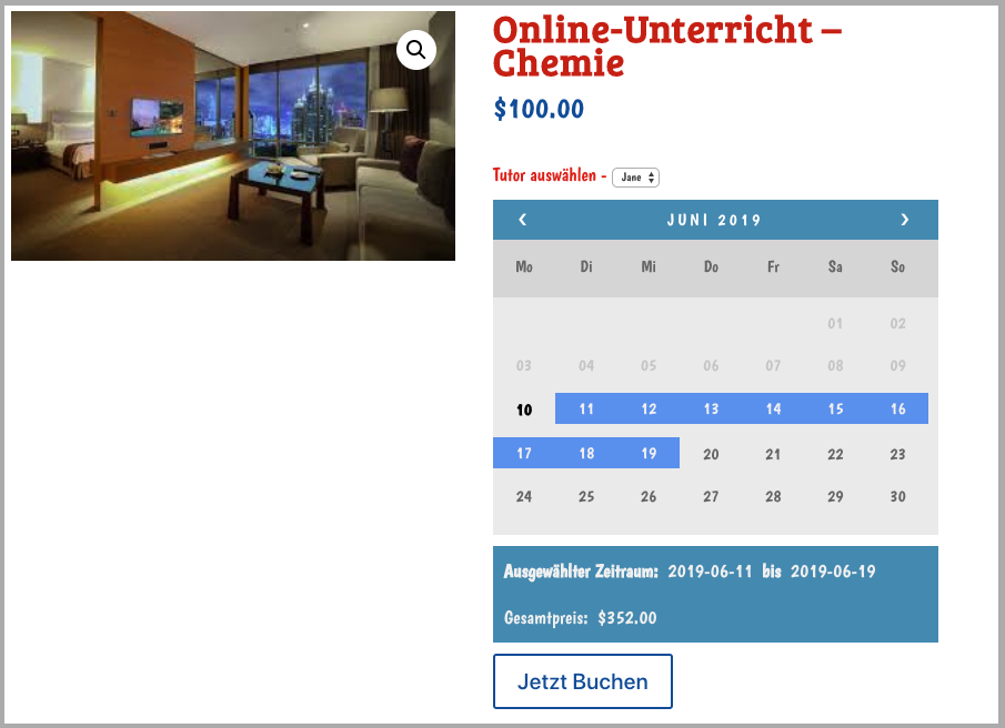 Bookings Calendar In German