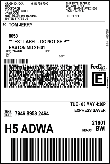 FedEx Shipping Label
