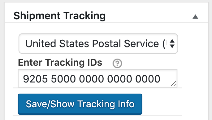 Shipment tracking details