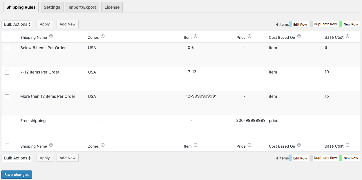 shipping rates based on order quantity and price using WooCommerce table rate shipping pro