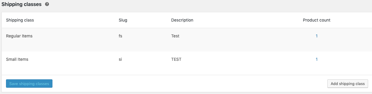 Adding shipping class