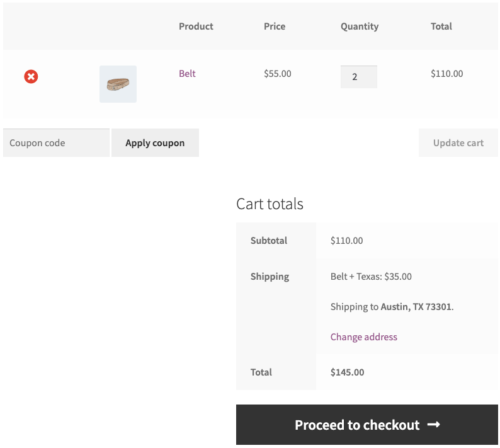 woocommerce shipping rates for texas
