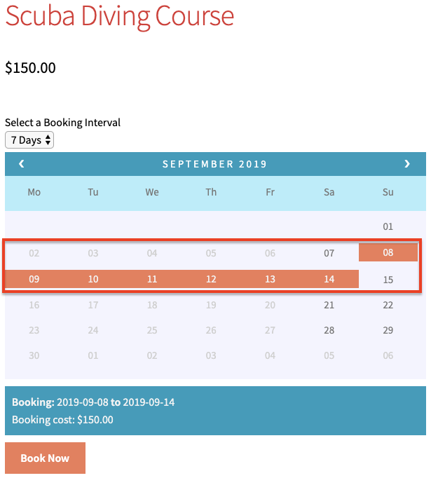 7 day booking interval