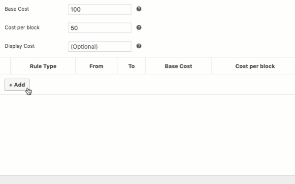 Booking Cost Setup