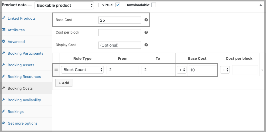 Booking Cost