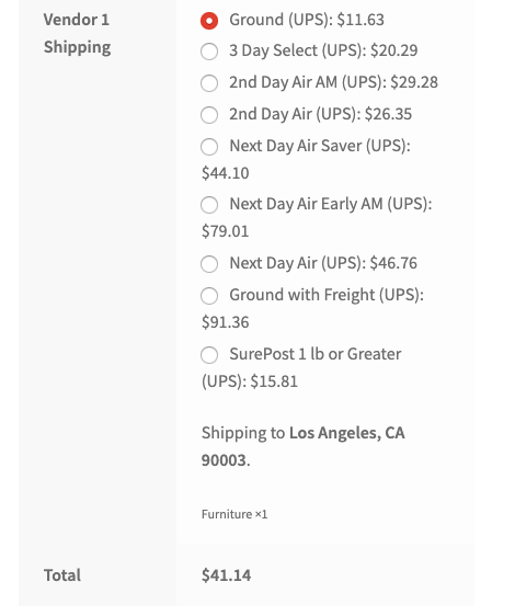 Ups Overnight Rates Chart