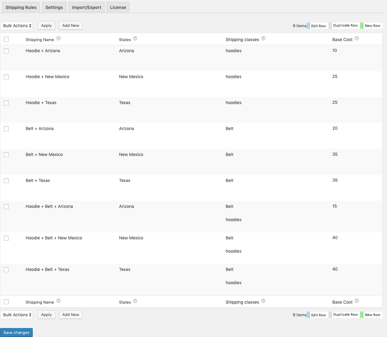 woocommerce table rate shipping rules