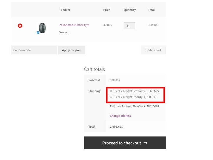 FedEx Freight on WooCommerce cart page
