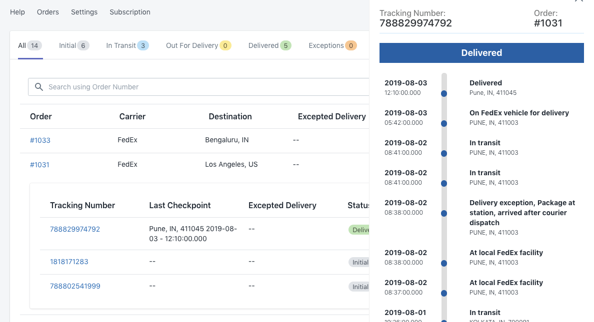 Tracking Dashboard