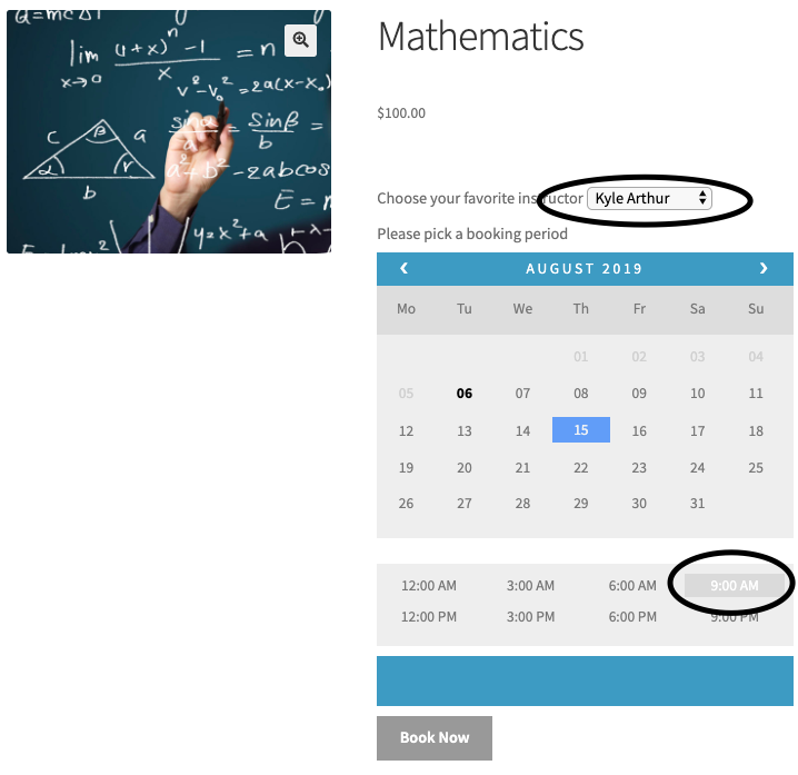 booking availability for mathematics