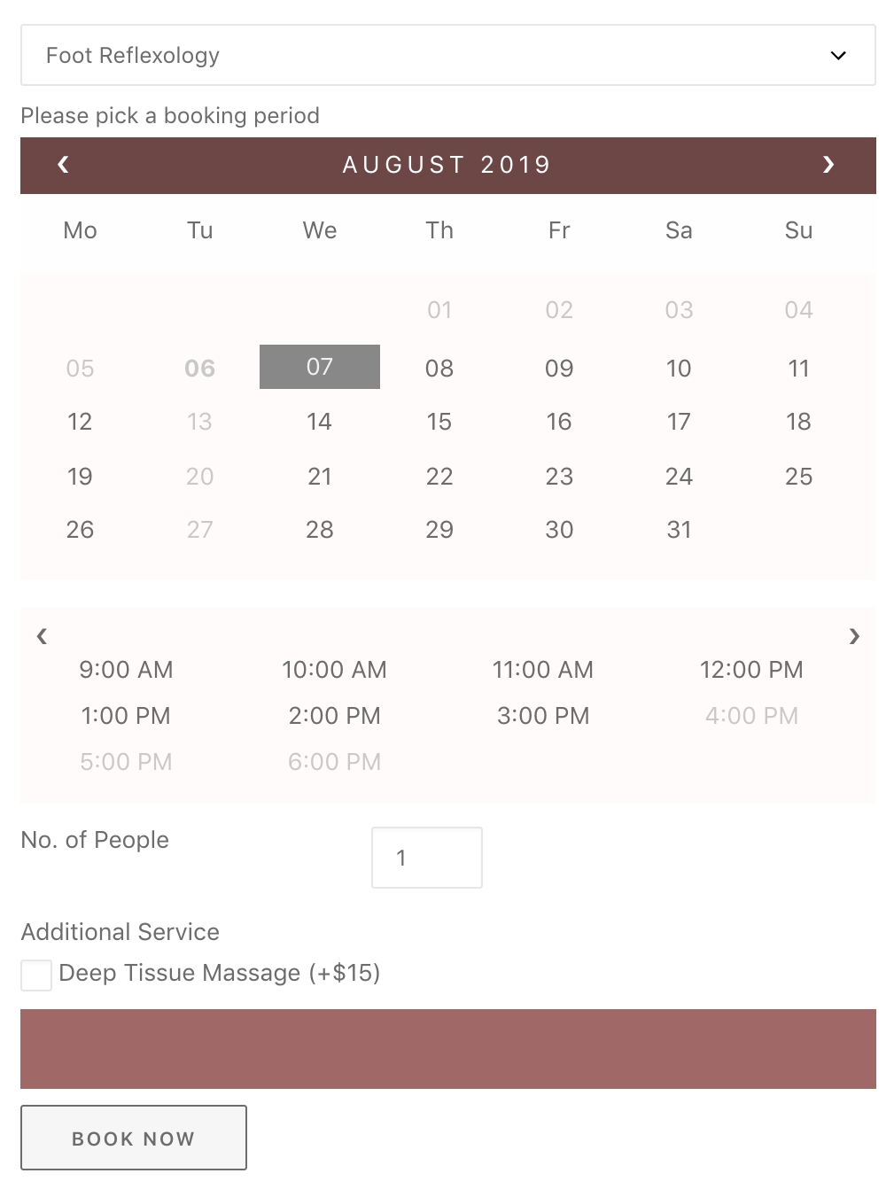 bookings calendar