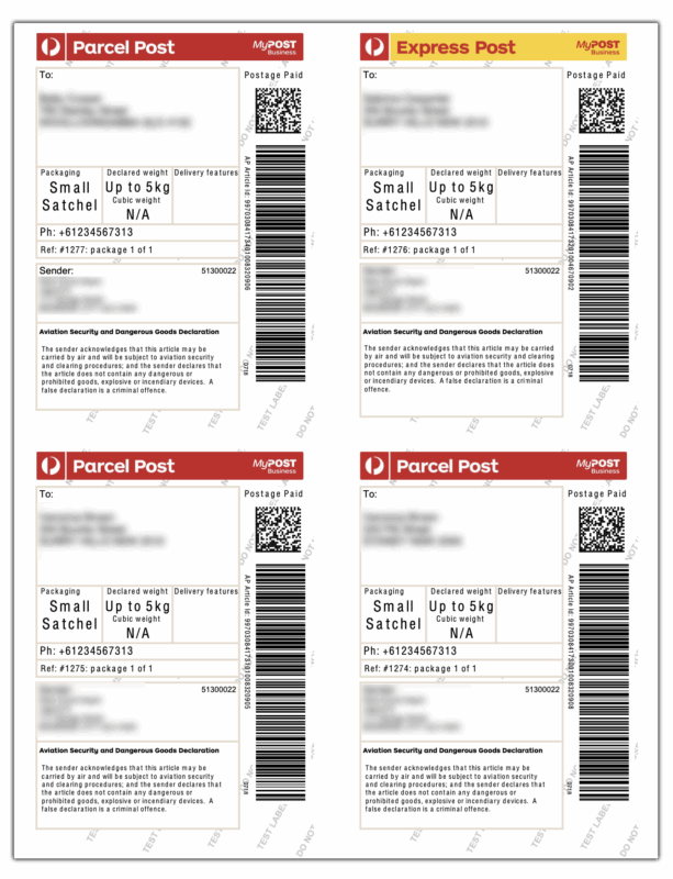 print australia post labels in bulk