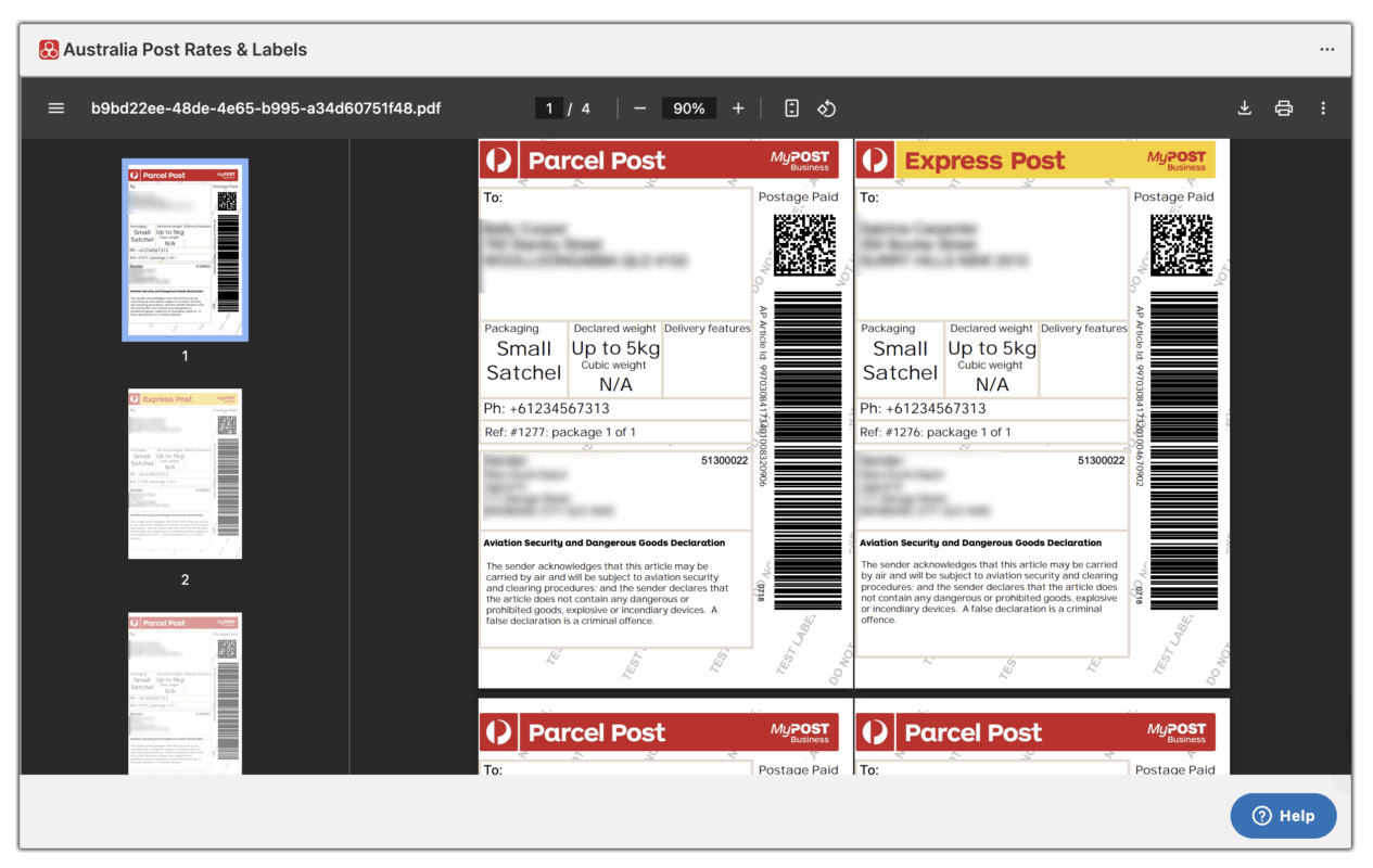 australia post labels 