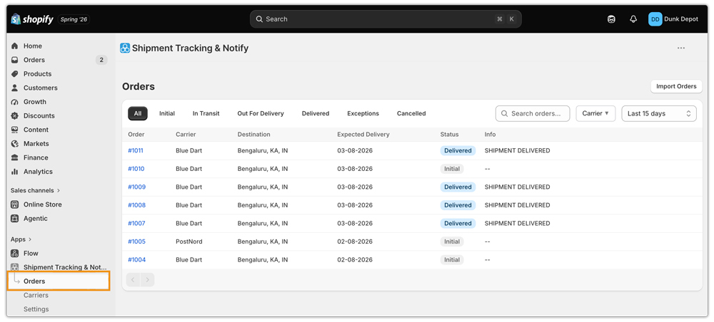 tracking app landing page