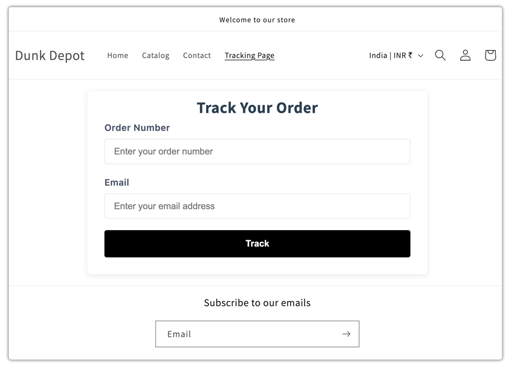 branded tracking page in storefront