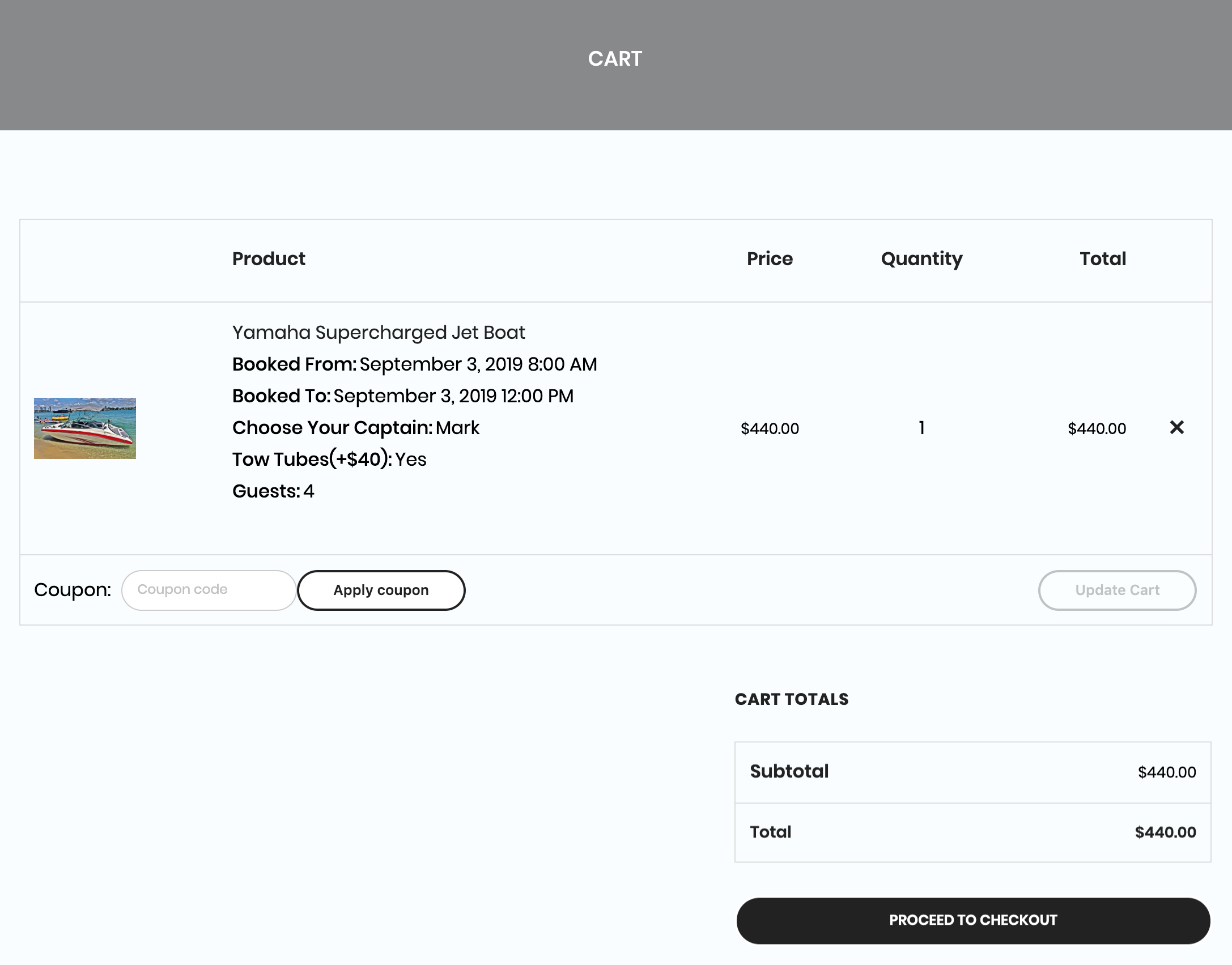 woocommerce cart page