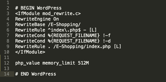 wordpress php value memory limit