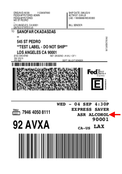 FedEx Label for Alcohol shipping