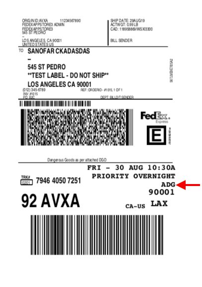 FedEx Label for dangerous goods shipping