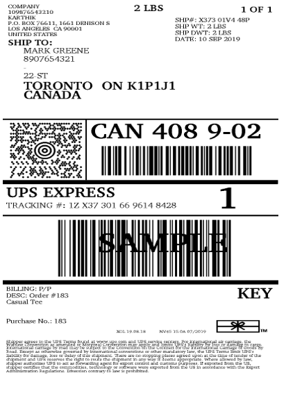 UPS labels