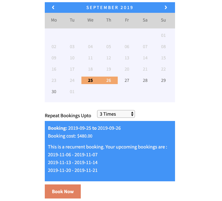 let customers select recurring bookings