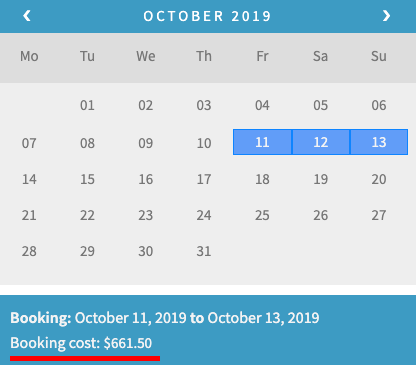 woocommerce bookings calendar with discount applied