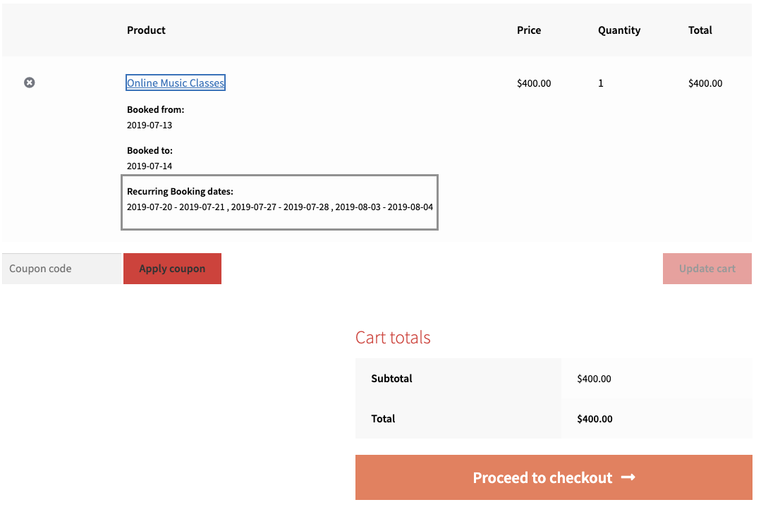 WooCommerce Cart page