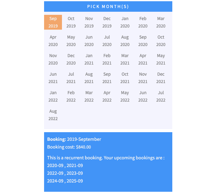 yearly recurring bookings