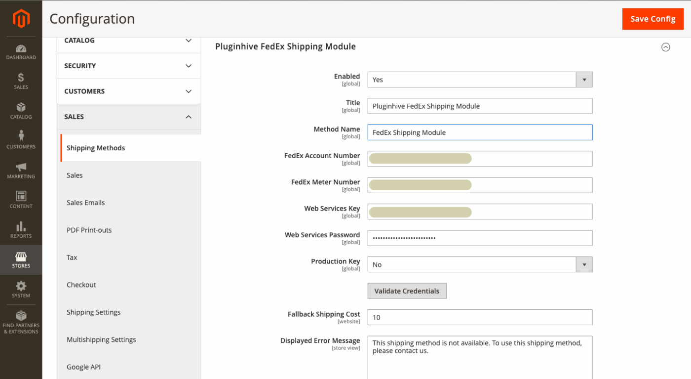 Configure FedEx Account Credentials for Magento