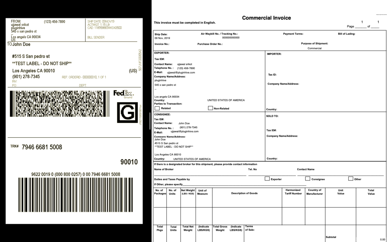 Shipping Label