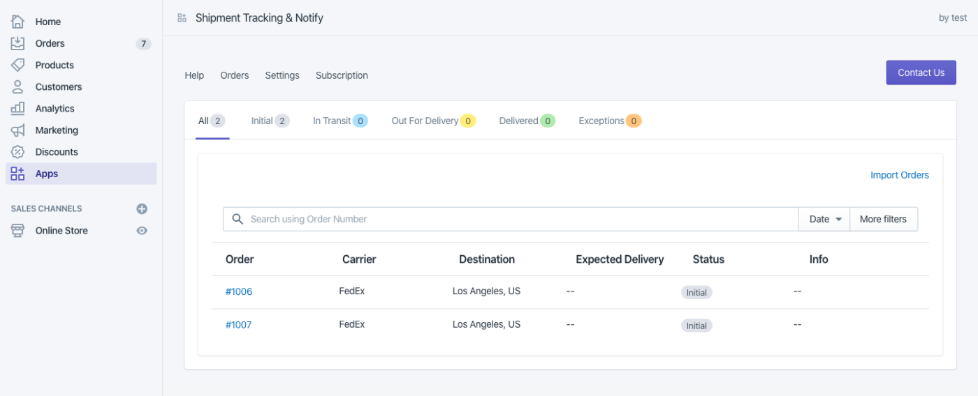 Integrated Shopify shipment tracking App