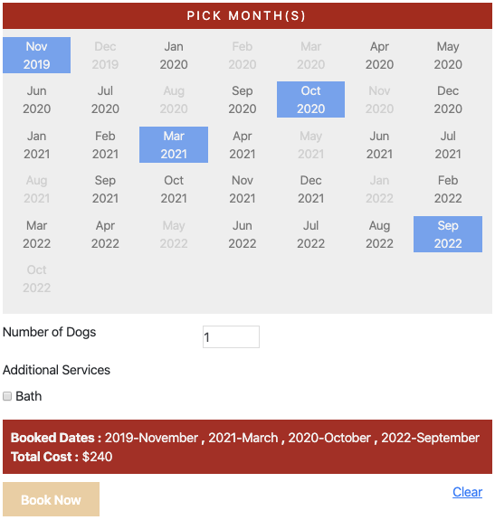 Monthly Random Booking