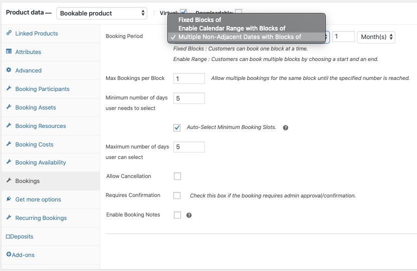 Random Booking settings