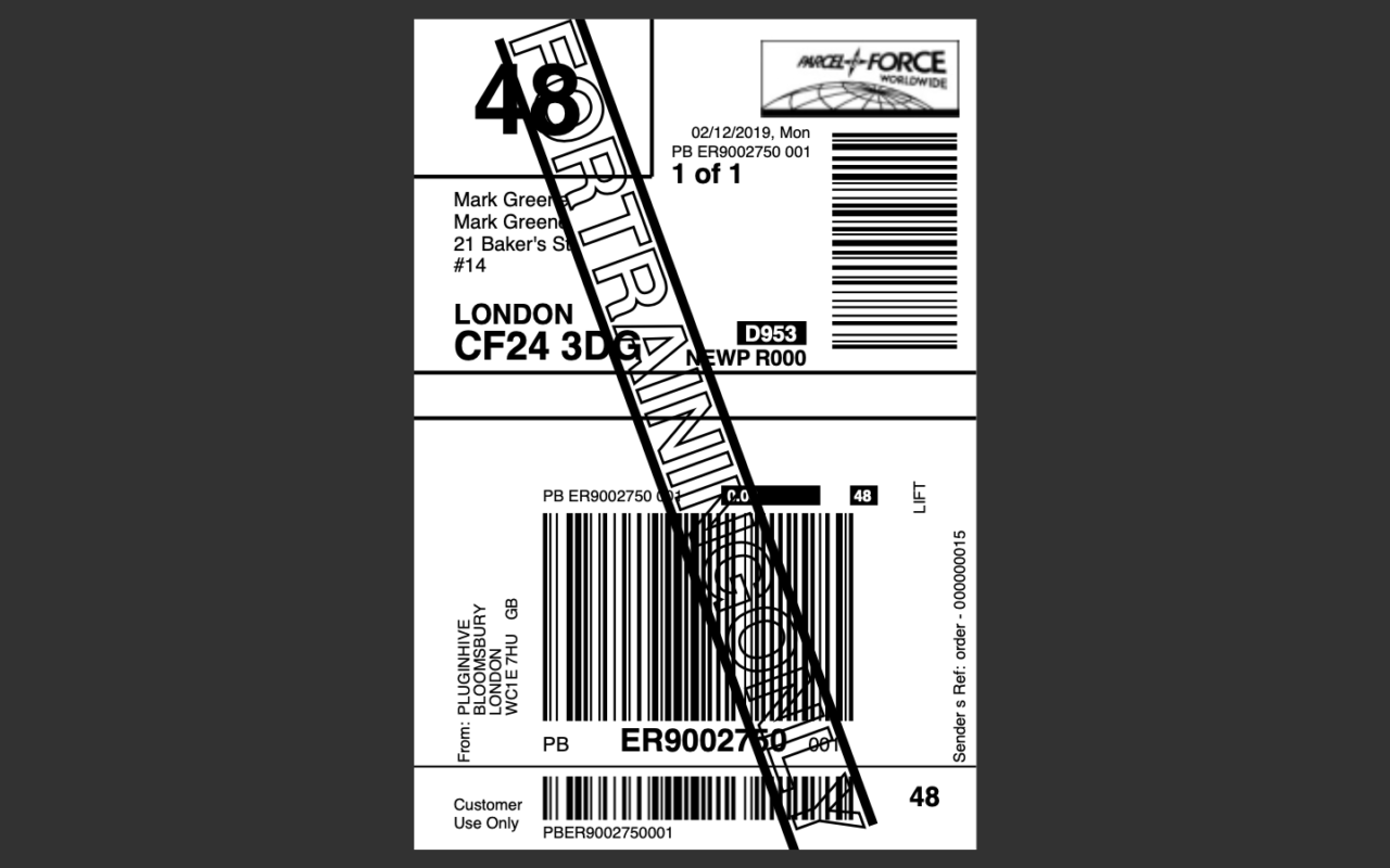 parcelforce shipping labels