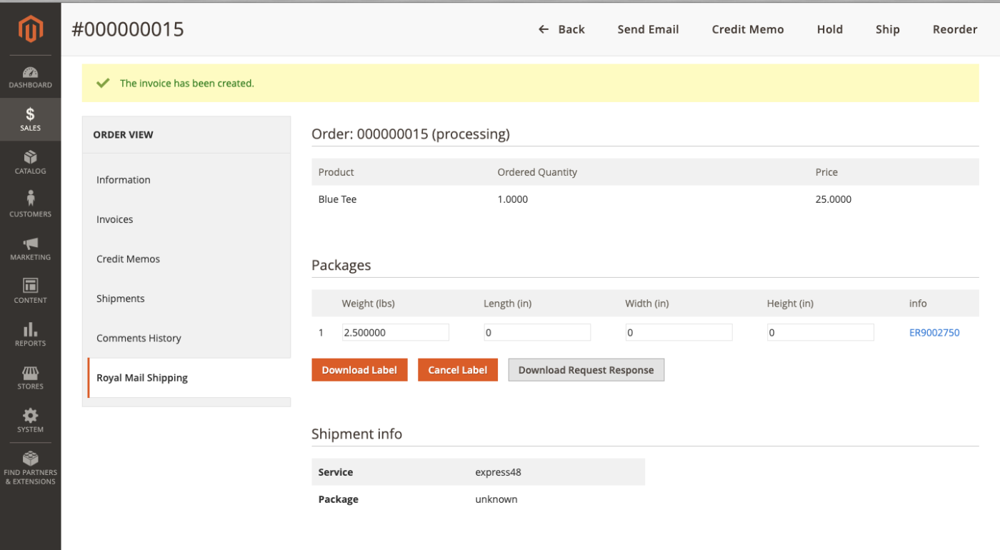 parcelforce worldwide shipping label with tracking id