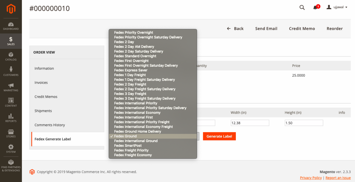 Select FedEx Service to Print Shipping Labels