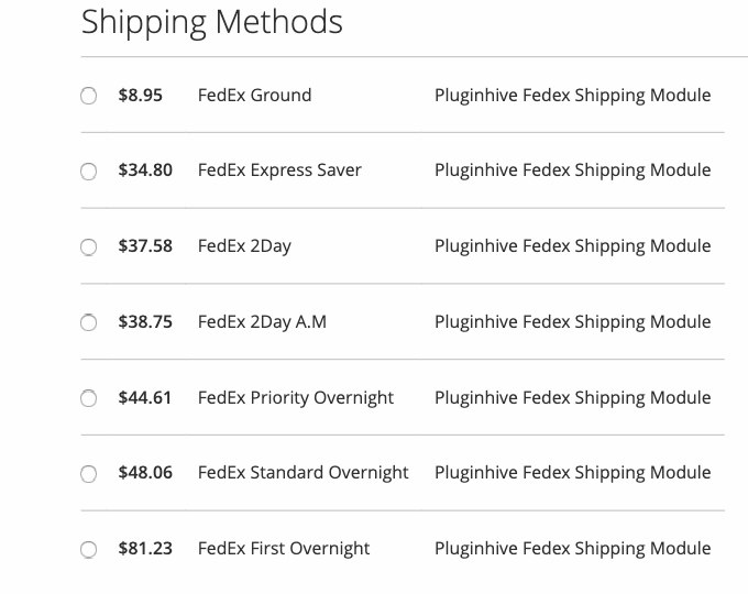 Real Time FedEx Shipping Rates at Checkout